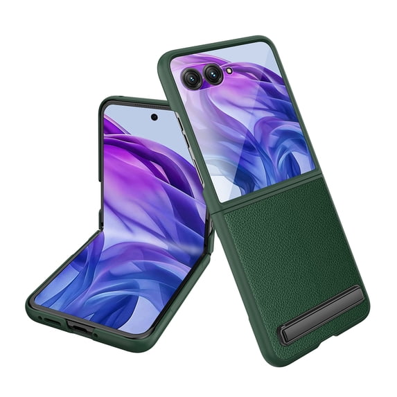 Allytechgroup for Moto Razr 60ultra/Razr Ultra 2025 Case with Screen Protector, Invisible Stand Magnetic Back Cover Compatible with Mag-safe Shockproof Anti-Scratch Bumper Rugged Phone Case, Green