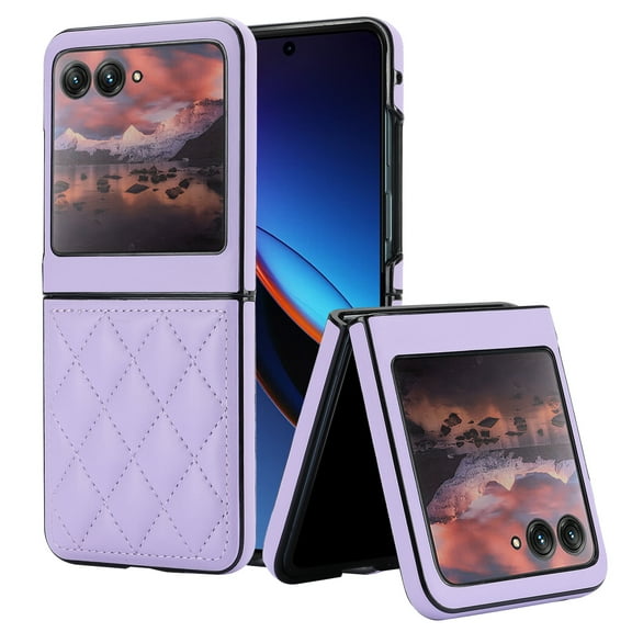 Allytechgroup Moto Razr Ultra 2025 Case, Slim Fit Premium PU Leather Stylish Protective Shockproof Fashionable Phone Cases Cover for Motorola Moto Razr Ultra 2025,Purple