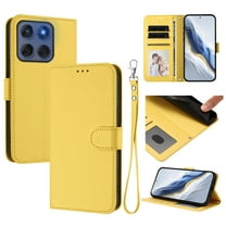 Allytechgroup for Motorola Edge 2025 Flip Case, Slim Fit Shockproof Cover with Credit Card Slot, RFID Blocking Card Pocket Lanyard Shock-Absorbent Protective Bumper for Women Girls, Yellow