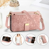 Allytechgroup for Motorola Moto Edge 2024 Case, PU Leather Floral Embossed Flip Stand Hand Wrist Shoulder Strap Zipper Pocket Cards Slots Shockproof Wallet Case Cover for Motorola Edge 2024,Rosegold