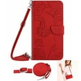 thumbnail image 1 of Allytechgroup for Motorola Moto G (2025) Case with Lanyard, Crossbody Shoulder Strap Hand Wrist Cards Holder Stand Flip Cover with Mangetic Closure Shockproof Back Cover for Women Girls, Red, 1 of 11