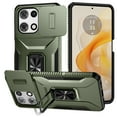 thumbnail image 1 of Allytechgroup for Motorola Moto G 2025 Case, Sliding Camera Lens Cover Military Grade Protection Stand Bracket Bumper Rugged TPU PC Phone Case for Motorola Moto G (2025), Darkgreen, 1 of 8