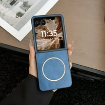 Allytechgroup for Motorola Razr  2024 Case, [Compatible with Magsafe] Faux Leather PC Shockproof Back Cover Anti-Scratch Stylish Phone Case for Motorola Razr  2024, Blue
