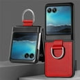 thumbnail image 1 of Allytechgroup Motorola Razr+ 2024 Case with Ring Holder, Slim Fit Shell Vintage PU Leather Back Cover Anti-Scratch Shock Resistant Phone Case for Motorola Razr+ 2024 - Red, 1 of 13