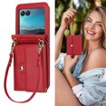 thumbnail image 1 of Allytechgroup for Motorola Razr+ 2024 Wallet Case, Stylish Practical Protective Premium PU Leather Cards Slots Hand Wrist Crossbody Strap Phone Case for Motorola Razr+ 2024, Red, 1 of 6