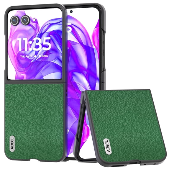 Allytechgroup for Motorola Razr 2025 Case, Weai-resistant Durable PU Leather Skin Shockproof Drop Resistant Anti-scratch PC Backplane Slim Lightweight Cover for Motorola Razr 60, Green