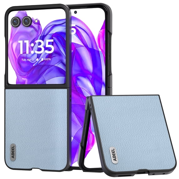 Allytechgroup for Motorola Razr 2025 Case, Weai-resistant Durable PU Leather Skin Shockproof Drop Resistant Anti-scratch PC Backplane Slim Lightweight Cover for Motorola Razr 60, Blue