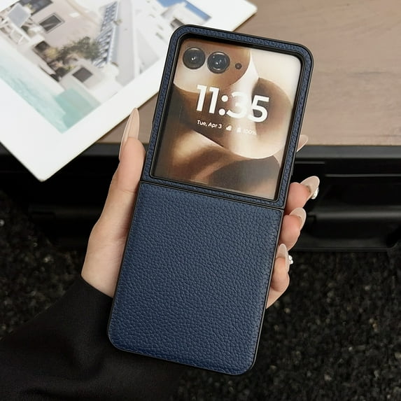 Allytechgroup for Motorola Razr 60 Ultra Case, Slim Leather Texture Phone Case for Motorola Razr 60 Ultra, Premium PU Cover with Raised Edge Protection Precise Cutouts Anti-Scratch Lightweight,Blue