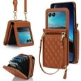 thumbnail image 1 of Allytechgroup Motorola Razr 60 Ultra Wallet Case with Hand Wrist Shoulder Strap, PU Leather Cards Slots Zipper Pocket Shockproof Protective Phone Case Cover for Motorola Razr 60 Ultra, Brown, 1 of 7