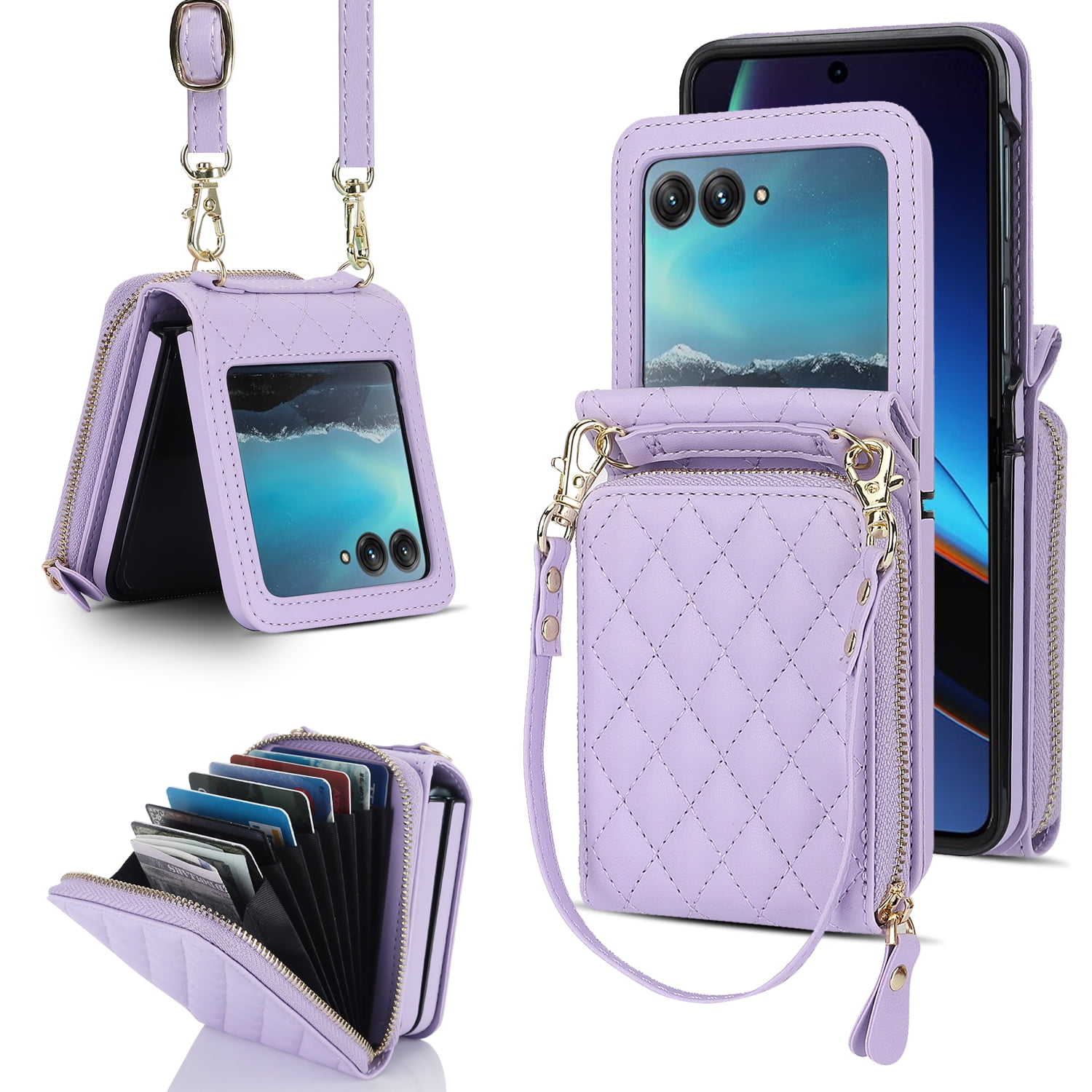 Allytechgroup Motorola Razr 60 Wallet Case with Hand Wrist Shoulder ...
