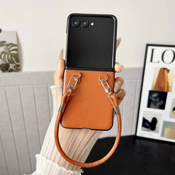 Allytechgroup for Motorola Razr Ultra 2025 Case with Hand Strap for Women, Stylish Design Shockproof Anti-Scratch Lightweight Bumper Phone Case Cover for Motorola Razr Ultra 2025, Orange