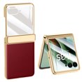 thumbnail image 1 of Allytechgroup for Motorola Razr Ultra 2025 Case with Screen Protector, Faux Leather Electroplating TPU Full Body Shockproof Anti-Scratch Bumper Rugged Phone Case for Motorola Razr Ultra 2025,Red, 1 of 7