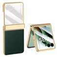 thumbnail image 1 of Allytechgroup for Motorola Razr Ultra 2025 Case with Screen Protector, Faux Leather Electroplating TPU Full Body Shockproof Anti-Scratch Bumper Rugged Phone Case for Motorola Razr Ultra 2025,Darkgreen, 1 of 7