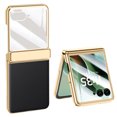 thumbnail image 1 of Allytechgroup for Motorola Razr Ultra 2025 Case with Screen Protector, Faux Leather Electroplating TPU Full Body Shockproof Anti-Scratch Bumper Rugged Phone Case for Motorola Razr Ultra 2025,Black, 1 of 7