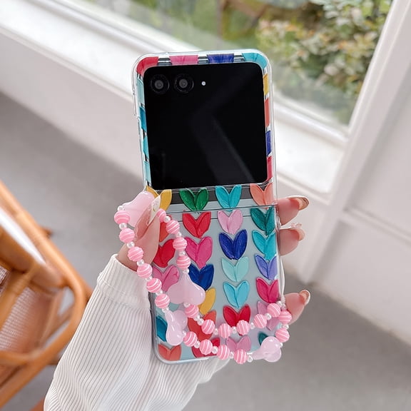 Allytechgroup Motorolra Razr 2025 Case with Hand Strap, Slim Flexible TPU Clear Back Cover with Stylish Flower Pattern Scratch-Proof Drop Protection Phone Case for Motorola Razr 60