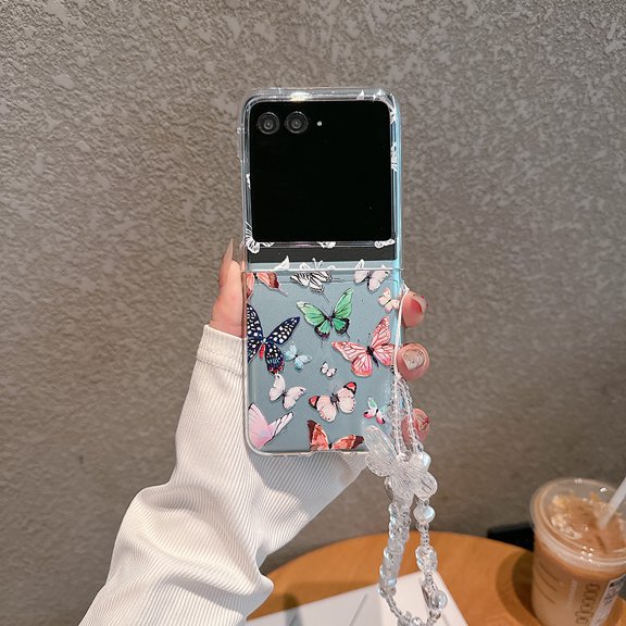 Allytechgroup Motorolra Razr 2025 Case with Hand Strap, Slim Flexible TPU Clear Back Cover with Stylish Flower Pattern Scratch-Proof Drop Protection Phone Case for Motorola Razr 60