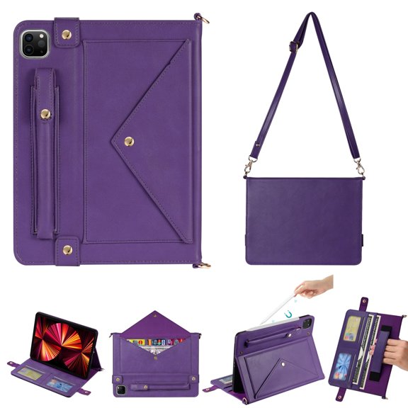 Allytechgroup Mutli-Functional Case for Apple iPad A16 11th Gen 2025, Carrying Bag Case for iPad 10th Gen 10.9" 2022, with Shoulder Strap Cards Slots Stand Protective Portable Cover for Women Men