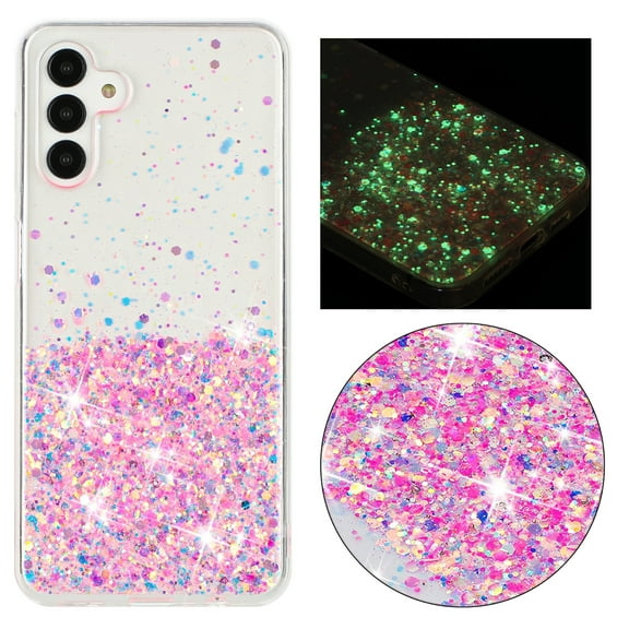 Allytechgroup Noctiluncent Fluorescent Luminous Phone Case for Samsung Galaxy A54 5G, Bling Glow in The Dark Soft TPU Cover for Women Girls, Slim Lightweight Shockproof Protective Case, Pink