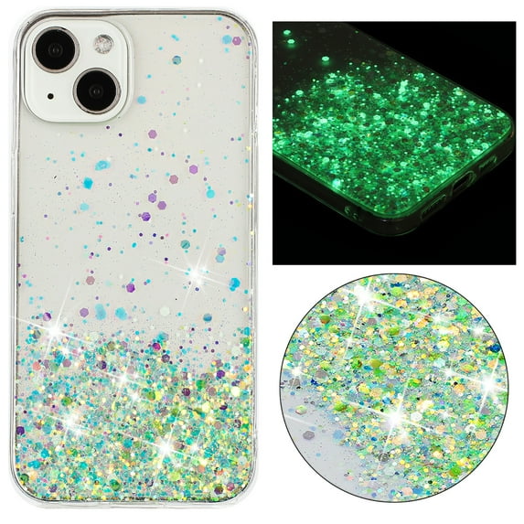 Allytechgroup Noctiluncent Fluorescent Luminous Phone Case for iPhone 14 Pro, Bling Glow in The Dark Soft TPU Cover for Women Girls, Shockproof Protective Case, Green
