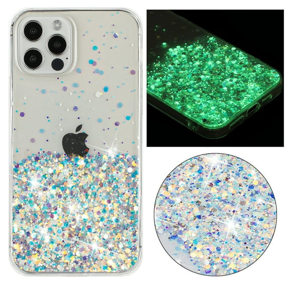 Allytechgroup Noctiluncent Fluorescent Luminous Phone Case for iPhone 14 Pro Max, Bling Glow in The Dark Soft TPU Cover for Women Girls, Shockproof Protective Case, White