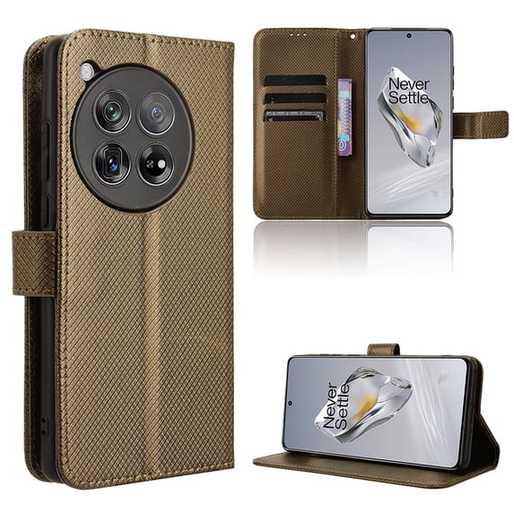 Allytechgroup OnePlus 12 5G 2024 Case, Premium PU Leather Shockproof Cards Slots Flip Stand Bumper Hand Wrist Wallet Phone Case for OnePlus 12, Copper