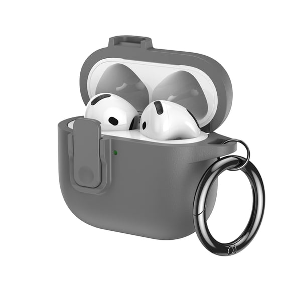 Allytechgroup PU Leather Case for Airpods 4th Gen with Keychain, [Compatible with Magsafe] Lightweight Shockproof Full Body Cover for AirPods 4th Generation Case (2024), Gray