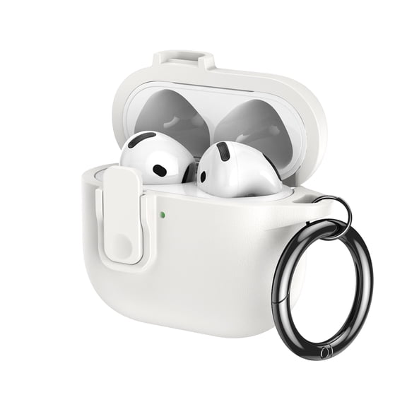 Allytechgroup PU Leather Case for Airpods 4th Gen with Keychain, [Compatible with Magsafe] Lightweight Shockproof Full Body Cover for AirPods 4th Generation Case (2024), White