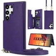 thumbnail image 1 of Allytechgroup PU Leather Case for Samsung Galaxy S25 Ultra, Built-in Shoulder Strap Credit Card Slot Wallet Phone Case Shockproof Full Body Protective for Samsung Galaxy S25 Ultra, Purple, 1 of 8