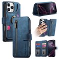 thumbnail image 1 of Allytechgroup PU Leather Case for iPhone 16 Pro Max, Built-in Credit Card Slot RFID Blocking Stand Zipper Storage Design Wallet Function Anti-seismic Anti-drop Shockproof Cover for Women Men, Blue, 1 of 7