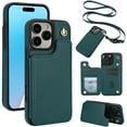thumbnail image 1 of Allytechgroup PU Leather Phone Case for Apple iPhone 14 Pro, Crossbody Shoulder StrapShockproof Wallet Case with Card Holder, Crossbody Shoulder Strap, Stand Feature & Magnetic Closure,Green, 1 of 7