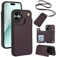 thumbnail image 1 of Allytechgroup PU Leather Phone Case for Apple iPhone 16 Plus, Crossbody Shoulder StrapShockproof Wallet Case with Card Holder, Crossbody Shoulder Strap, Stand Feature & Magnetic Closure,Darkpurple, 1 of 7