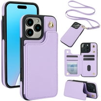 Allytechgroup PU Leather Phone Case for Apple iPhone 16 Pro, Crossbody Shoulder StrapShockproof Wallet Case with Card Holder, Crossbody Shoulder Strap, Stand Feature & Magnetic Closure,Purple