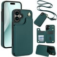 thumbnail image 1 of Allytechgroup PU Leather Phone Case for Apple iPhone 16e, Crossbody Shoulder StrapShockproof Wallet Case with Card Holder, Crossbody Shoulder Strap, Stand Feature & Magnetic Closure,Green, 1 of 7