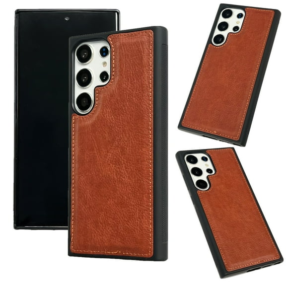 Allytechgroup PU Leather Phone Case for Samsung Galaxy S25+ Plus, Slim Fit Anti-Scratch Shockproof Protective Galaxy S25+ Plus Cover with TPU Frame Classic Galaxy S25+ Plus Case for Women Men, Brown