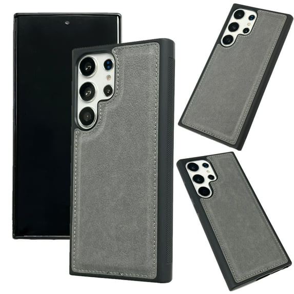 Allytechgroup PU Leather Phone Case for Samsung Galaxy S25 Ultra, Slim Fit Anti-Scratch Shockproof Protective Galaxy S25 Ultra Cover with TPU Frame Classic Galaxy S25 Ultra Case for Women Men, Grey
