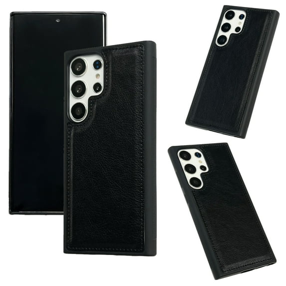 Allytechgroup PU Leather Phone Case for Samsung Galaxy S25 Ultra, Slim Fit Anti-Scratch Shockproof Protective Galaxy S25 Ultra Cover with TPU Frame Classic Galaxy S25 Ultra Case for Women Men, Black