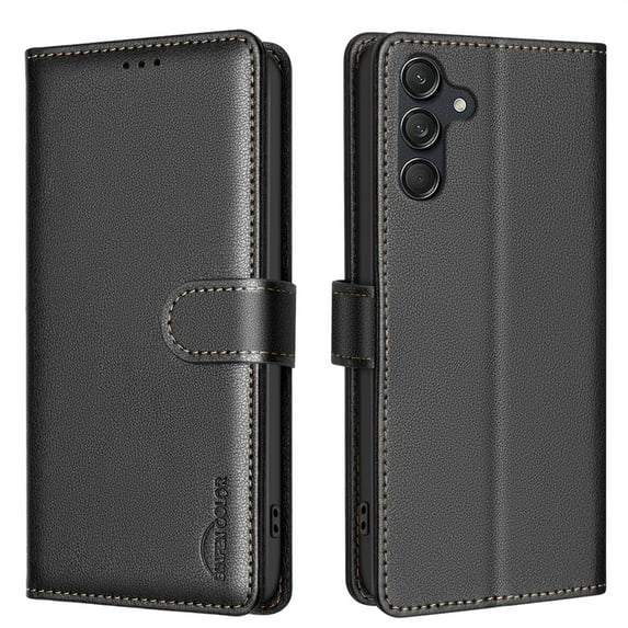 Allytechgroup PU Leather Wallet Case for Samsung Galaxy S23 FE, Organize and Protect in Style Bumper Shockproof Stand Retro Phone Case for Samsung Galaxy S23 FE, Black