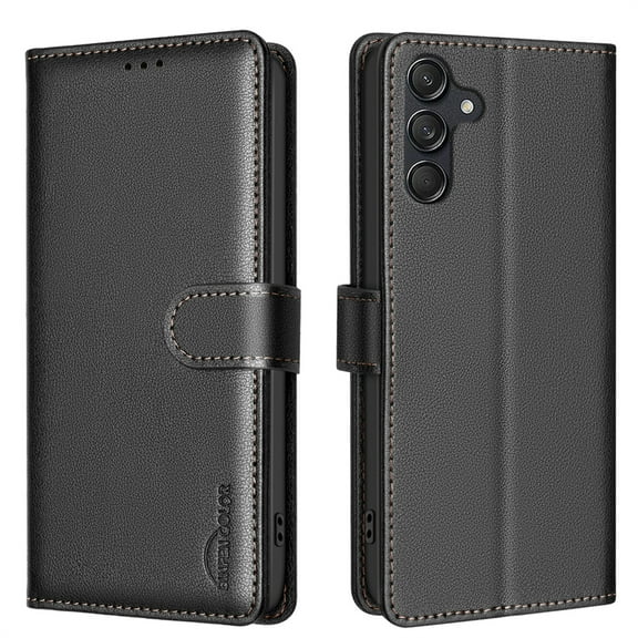 Allytechgroup PU Leather Wallet Case for Samsung Galaxy S23 FE, Organize and Protect in Style Bumper Shockproof Stand Retro Phone Case for Samsung Galaxy S23 FE, Black