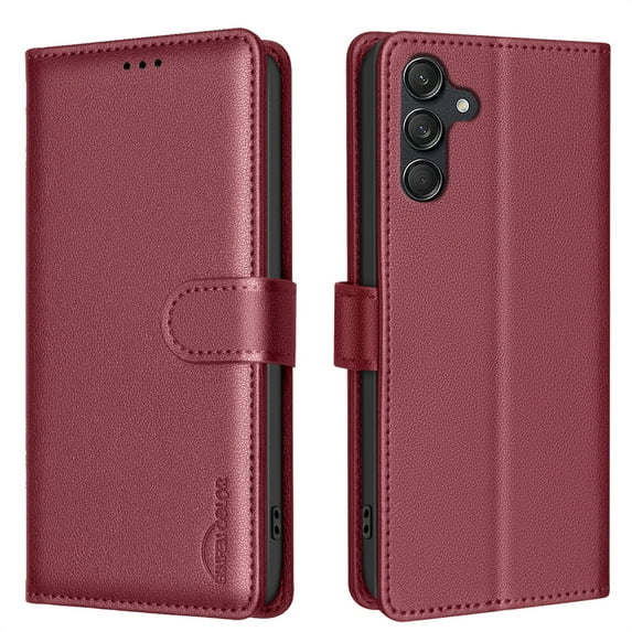 Allytechgroup PU Leather Wallet Case for Samsung Galaxy S25, Organize and Protect in Style Bumper Shockproof Stand Retro Phone Case for Samsung Galaxy S25, Red
