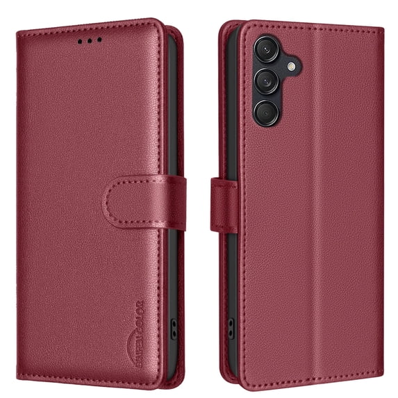 Allytechgroup Shockproof PU Leather Wallet Cell Phone Case for Samsung Galaxy S25+, Red
