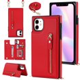 thumbnail image 1 of Allytechgroup PU Leather Wallet Case for iPhone 15, Flip Folding Case with RFID Blocking Card Slots Zipper Pocket Kickstand Detachable Handstrap Magnetic Shockproof Purse Case, Red, 1 of 8
