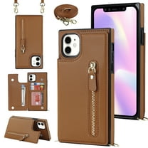 Allytechgroup PU Leather Wallet Case for iPhone 17 Pro Max, Flip Folding Case with RFID Blocking Card Slots Zipper Pocket Kickstand Detachable Handstrap Magnetic Shockproof Purse Case, Brown