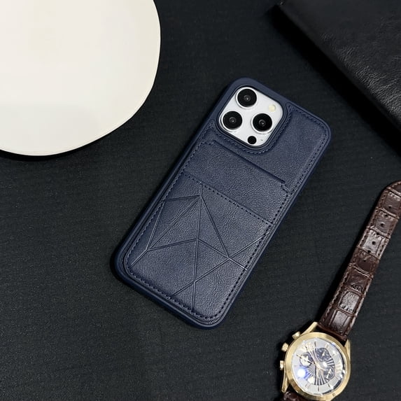 Allytechgroup PU Leather Wallet Phone Case for iPhone 15 Pro, RFID Blocking Case with Credit Card Slot Military Grade Drop Protection Shockproof Bumper for Apple iPhone 15 Pro, Navyblue
