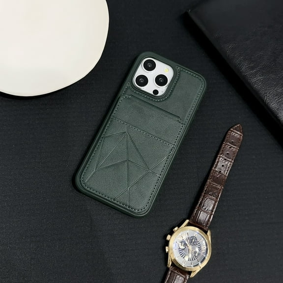 Allytechgroup PU Leather Wallet Phone Case for iPhone 15 Pro, RFID Blocking Case with Credit Card Slot Military Grade Drop Protection Shockproof Bumper for Apple iPhone 15 Pro, Darkgreen