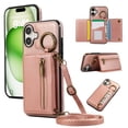 thumbnail image 1 of Allytechgroup PU Leather for iPhone 16 Wallet Case with Card Slot, Military Grade Drop Protection Anti-Fingerprint Design for iPhone 16, Rosegold, 1 of 10