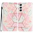 thumbnail image 1 of Allytechgroup Pattern Wallet Flip Case for Samsung Galaxy S22 Plus 5G, Premium PU Leather Kickstand Card Slots Cover Case with Wrist Strap Magnetic Clasp Shockproof Anti-Scratch Case, Pink Marble, 1 of 8