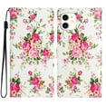 thumbnail image 1 of Allytechgroup Pattern Wallet Flip Case for iPhone 11, Premium PU Leather Kickstand Card Slots Cover Case with Wrist Strap Magnetic Clasp Shockproof Anti-Scratch Case, Red Flower, 1 of 8