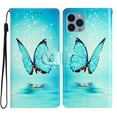 thumbnail image 1 of Allytechgroup Pattern Wallet Flip Case for iPhone 11 Pro Max, Premium PU Leather Kickstand Card Slots Cover Case with Wrist Strap Magnetic Clasp Shockproof Anti-Scratch Case, Blue Butterfly, 1 of 8