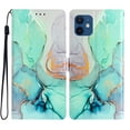 thumbnail image 1 of Allytechgroup Pattern Wallet Flip Case for iPhone 12 Mini, Premium PU Leather Kickstand Card Slots Cover Case with Wrist Strap Magnetic Clasp Shockproof Anti-Scratch Case, Green Marble, 1 of 8