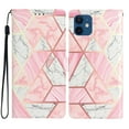 thumbnail image 1 of Allytechgroup Pattern Wallet Flip Case for iPhone 12 Mini, Premium PU Leather Kickstand Card Slots Cover Case with Wrist Strap Magnetic Clasp Shockproof Anti-Scratch Case, Pink Marble, 1 of 8